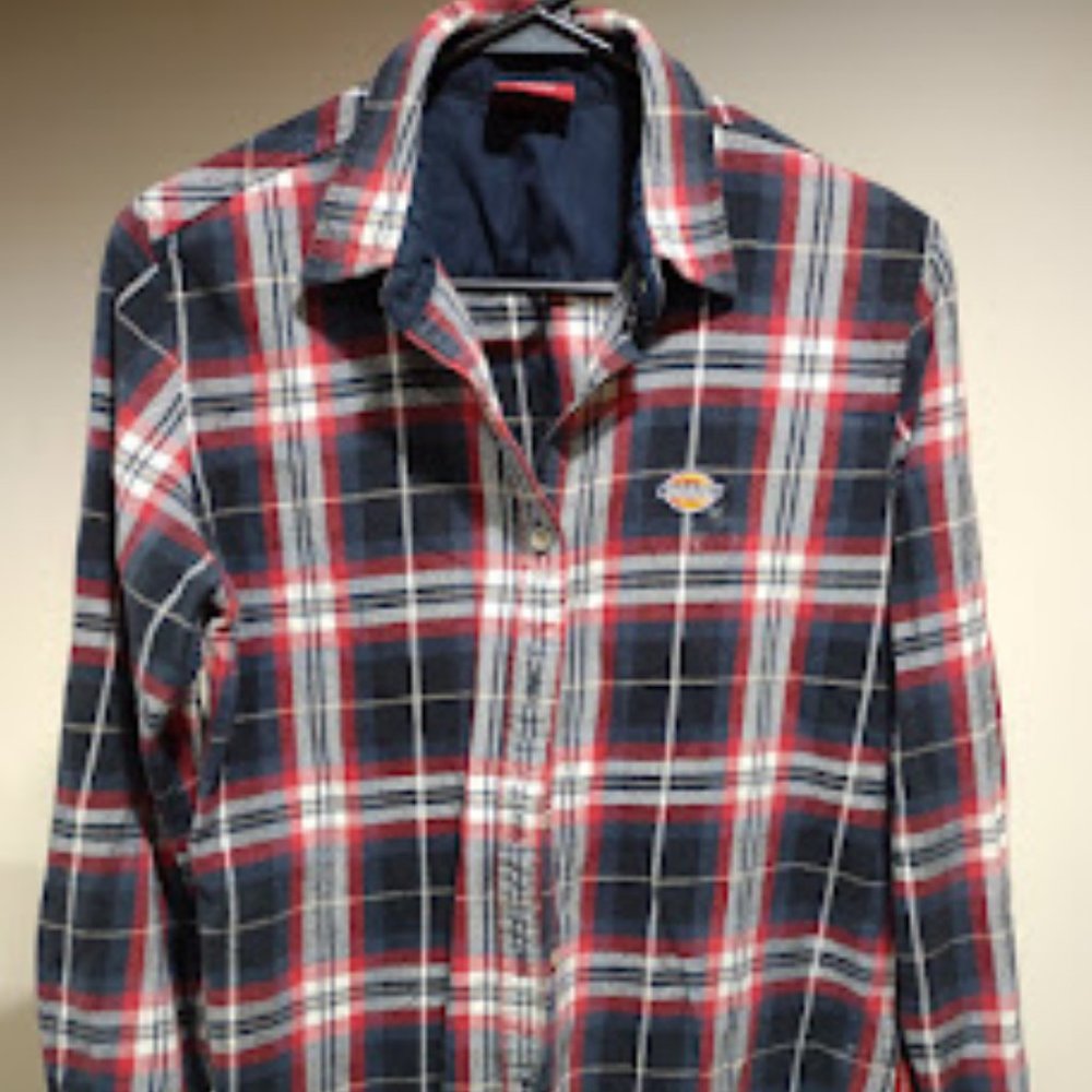 DICKIES VINTAGE NWOT FLANNEL PLAID BUTTON DOWN WOMEN'S SHIRT SIZE MED